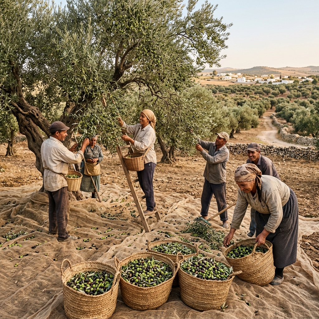 Olive Harvesting - CHITRA olive oil production process step 01