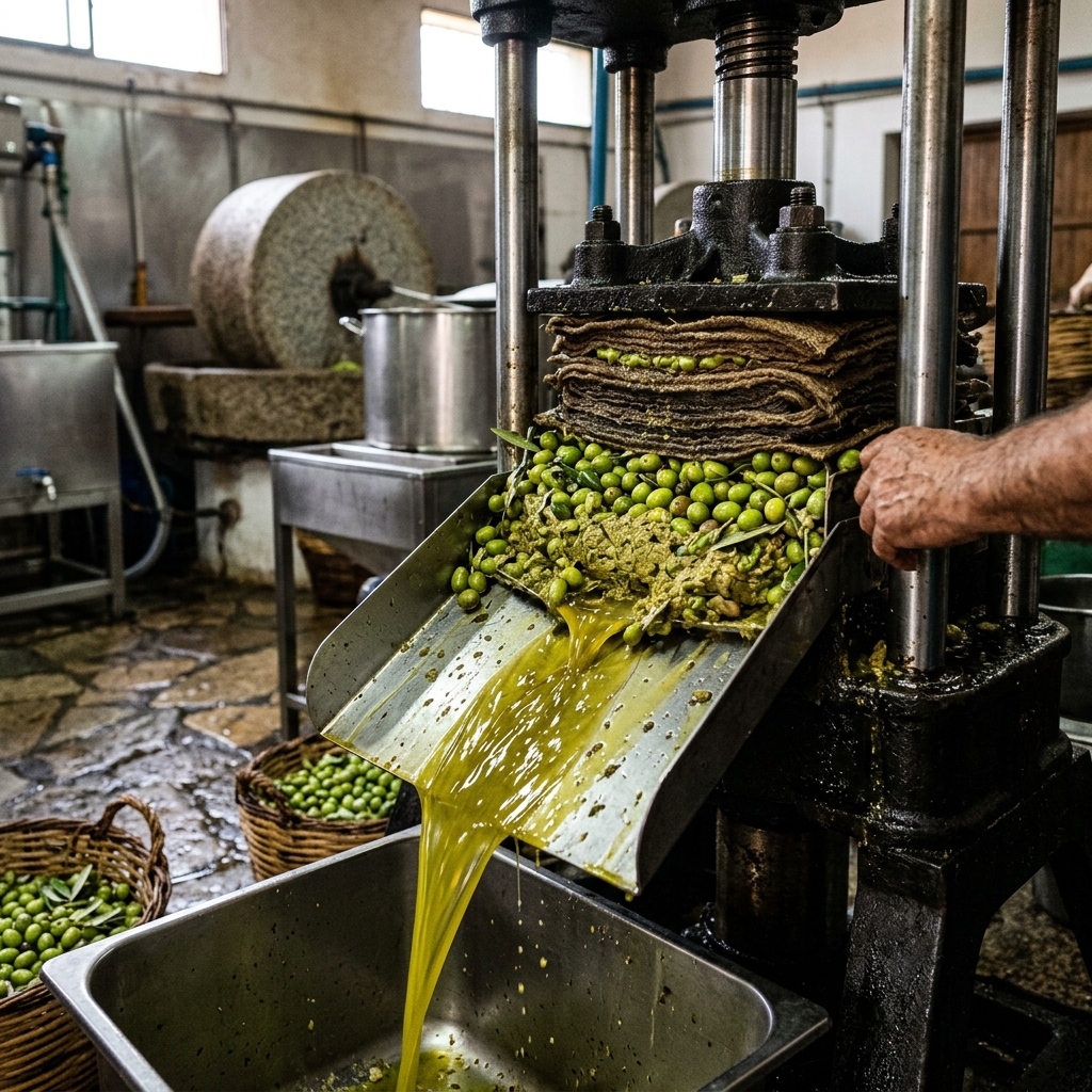 Cold-Press Extraction - CHITRA olive oil production process step 02