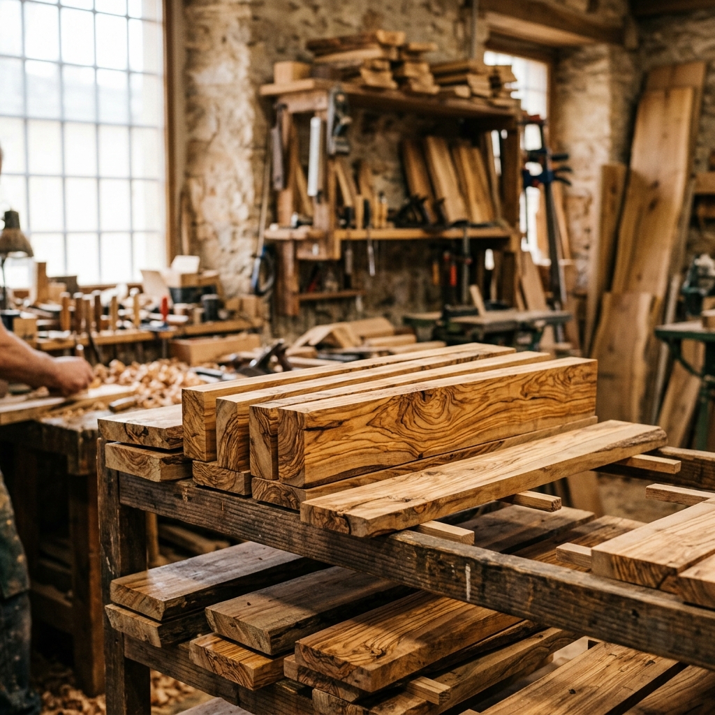Wood Drying Stage - CHITRA olive wood production process step 01